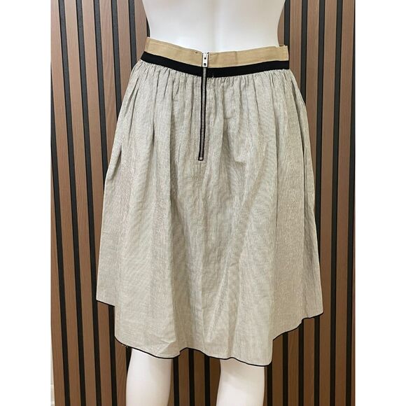 Rag & Bone Svea Women's Brown Skirt 2 Linen A-Line Striped Minimalist Career - Picture 2 of 5